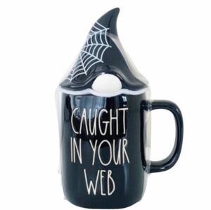 NEW Rae Dunn CAUGHT IN YOUR WEB Mug with Topper